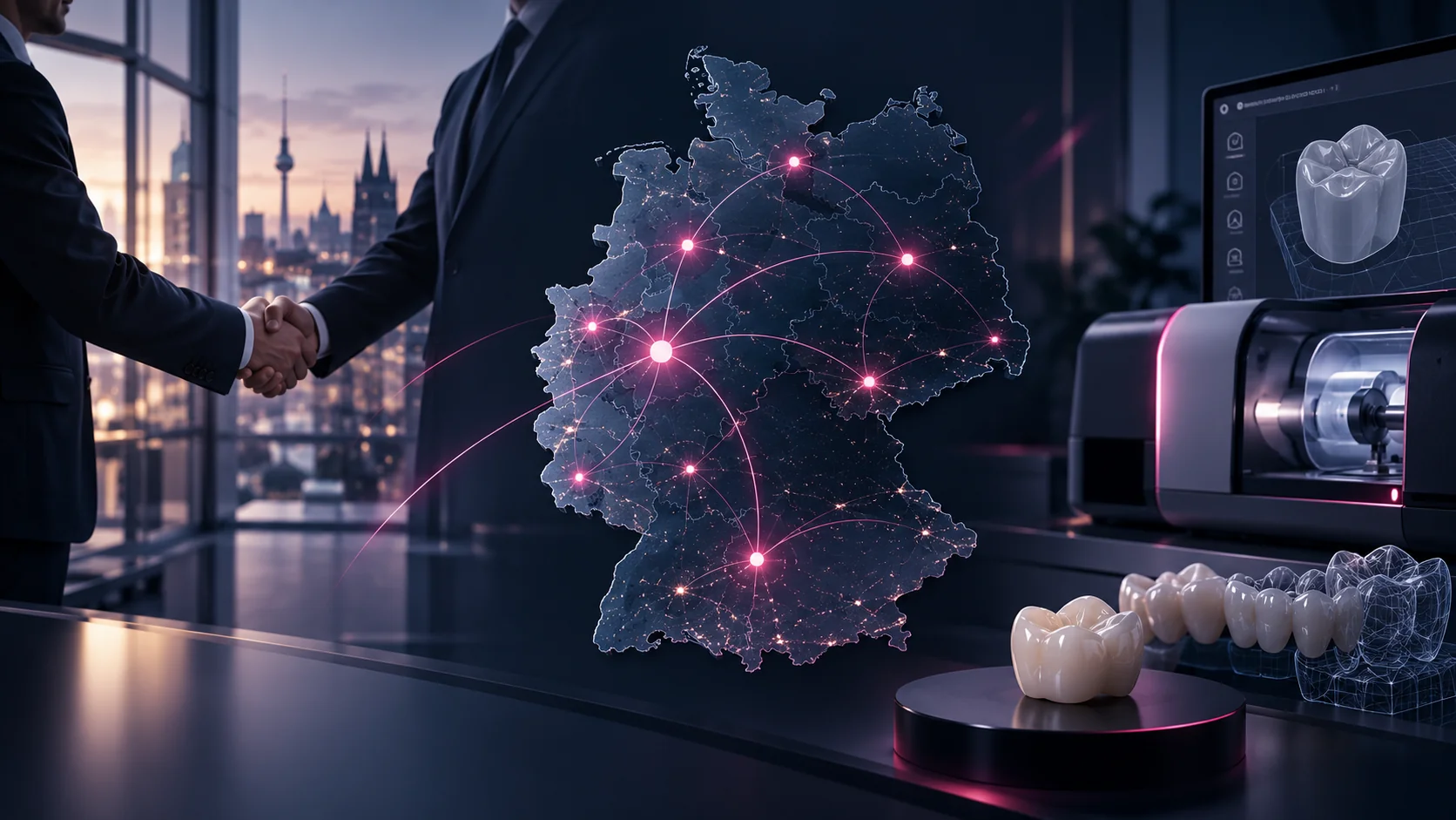 Illustratives Netzwerk für Dental-Vertriebspartner in Deutschland